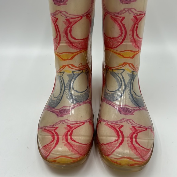 COACH PIXY DREAM MULTI COLOR RUBBER RAIN BOOT WOMEN SIZE 8 PINK PURPLE ORANGE - Picture 3 of 9